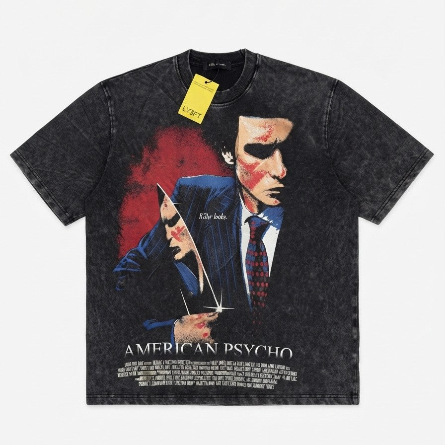 HOJ AMERICAN PSYCHO ACID WASH TEES