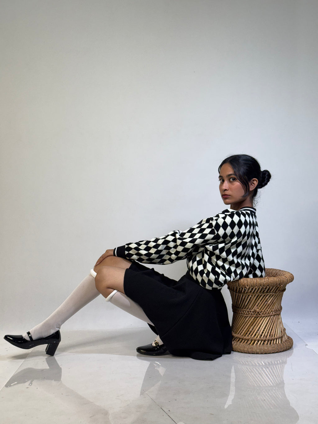 Luxury Check Knitted Polo (Unisex, Full sleeve).